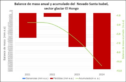 Balances de masa anuales del glaciar El Hongo