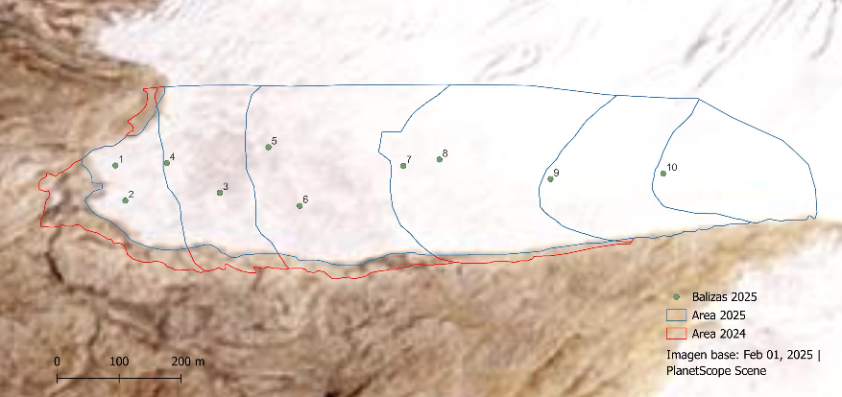 Rangos altitudinales del área de estudio glaciar Ritacuba Blanco