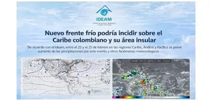 Nuevo frente frío podría incidir sobre el Caribe colombiano y su área insular