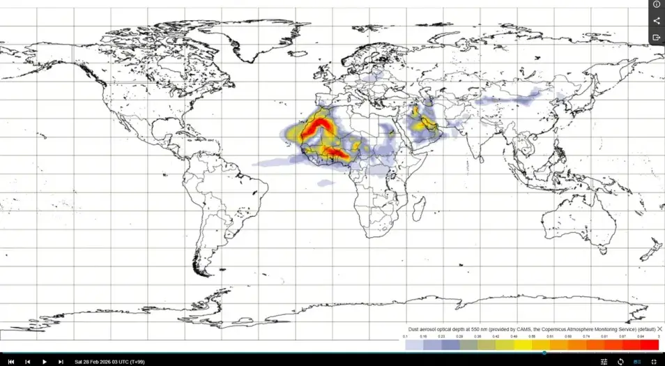 Imagen de Dust Aerosol Copernicus Atmosphere Monitoring Service